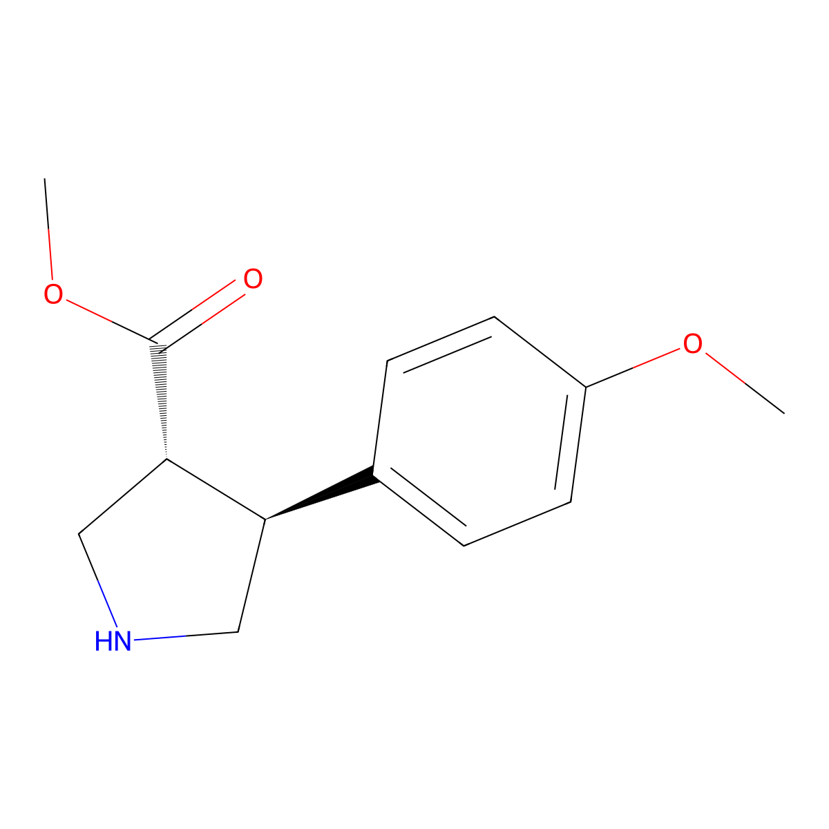 Trans-methyl 4-(4-methoxyphenyl)pyrrolidine-3-carboxylate molecular structure, CAS 1187933-27-2