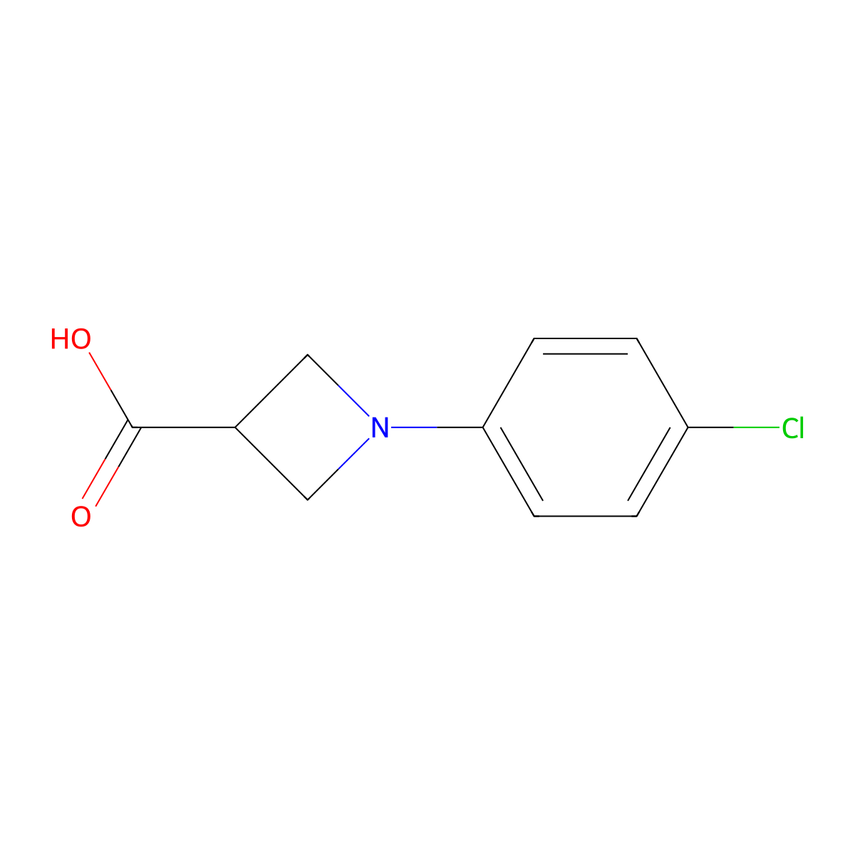 1-(4-Chlorophenyl)azetidine-3-carboxylic acid molecular structure, CAS 1187933-29-4