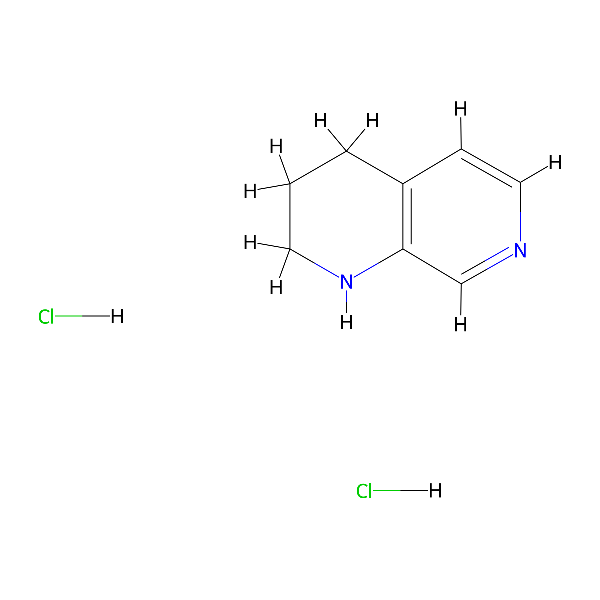 1,2,3,4-Tetrahydro-1,7-naphthyridine dihydrochloride molecular structure, CAS 1187933-44-3
