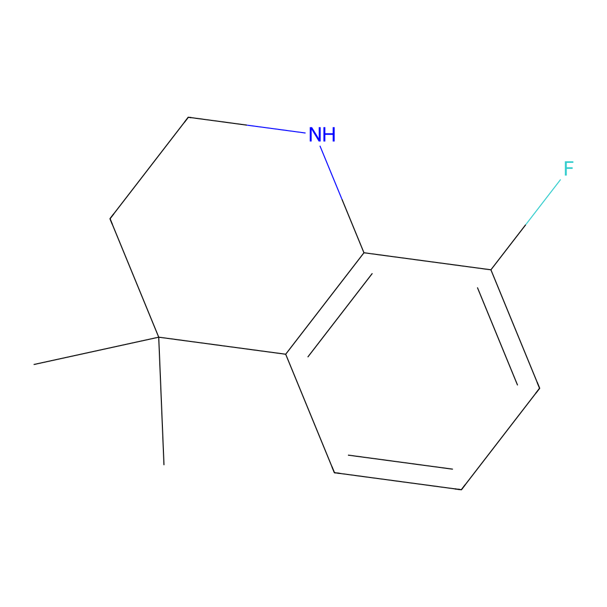 8-Fluoro-1,2,3,4-tetrahydro-4,4-dimethylquinoline molecular structure, CAS 1187933-45-4