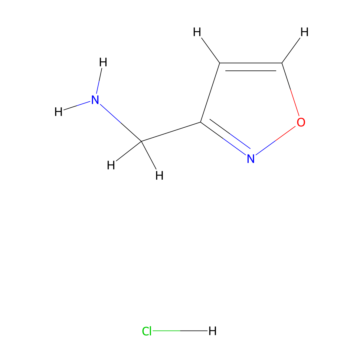 1,2-Oxazol-3-ylmethanamine hydrochloride molecular structure, CAS 1187933-48-7