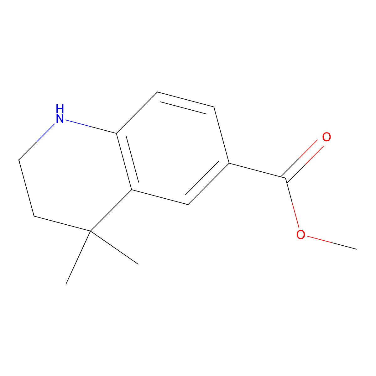 4,4-Dimethyl-1,2,3,4-tetrahydro-quinoline-6-carboxylic acid methyl ester molecular structure, CAS 1187933-49-8