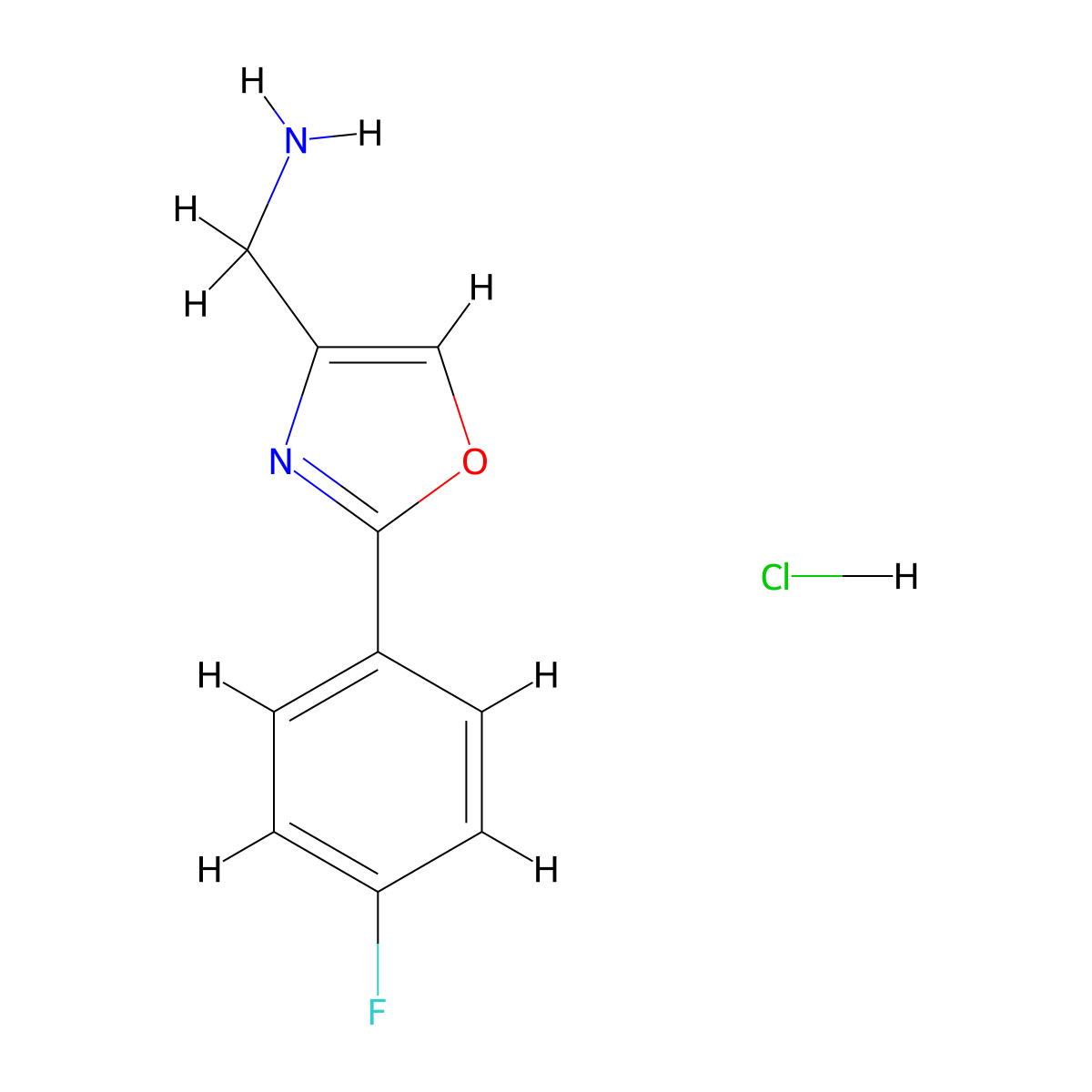(2-(4-Fluorophenyl)oxazol-4-YL)methanamine hydrochloride molecular structure, CAS 1187933-51-2