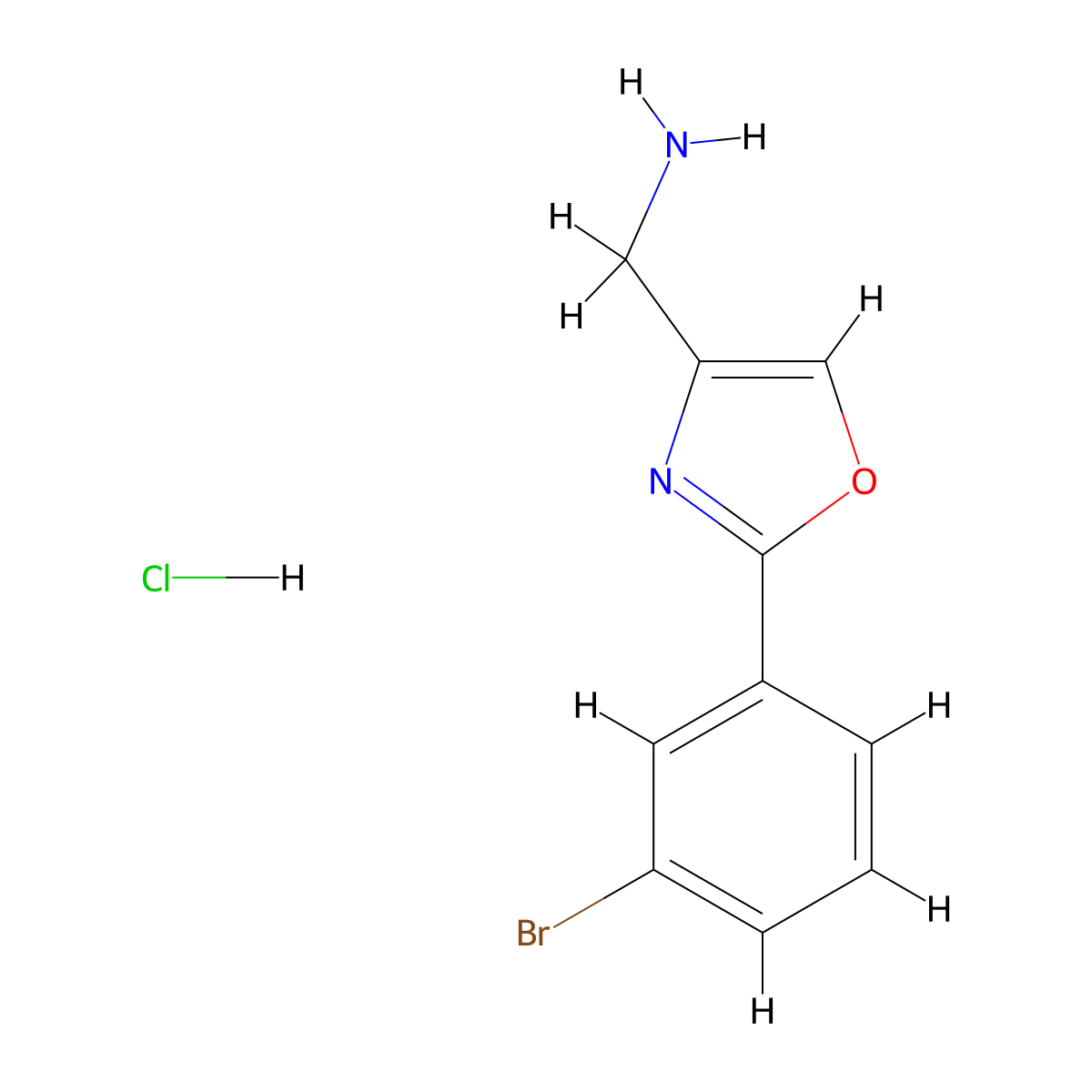 (2-(3-Bromophenyl)oxazol-4-yl)methanamine hydrochloride molecular structure, CAS 1187933-53-4