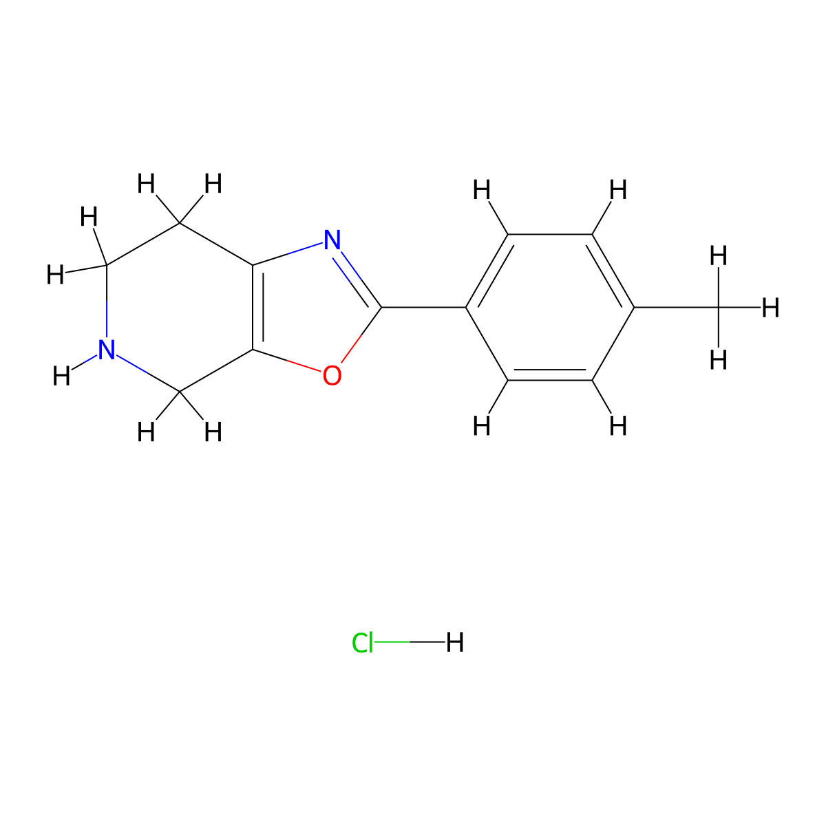 2-(p-Tolyl)-4,5,6,7-tetrahydrooxazolo[5,4-c]pyridine hydrochloride molecular structure, CAS 1187933-55-6