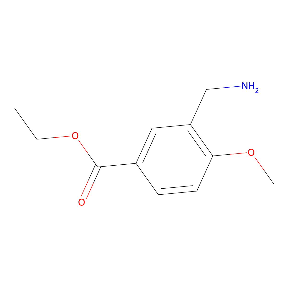 Ethyl 3-(aminomethyl)-4-methoxybenzoate molecular structure, CAS 1187941-47-4