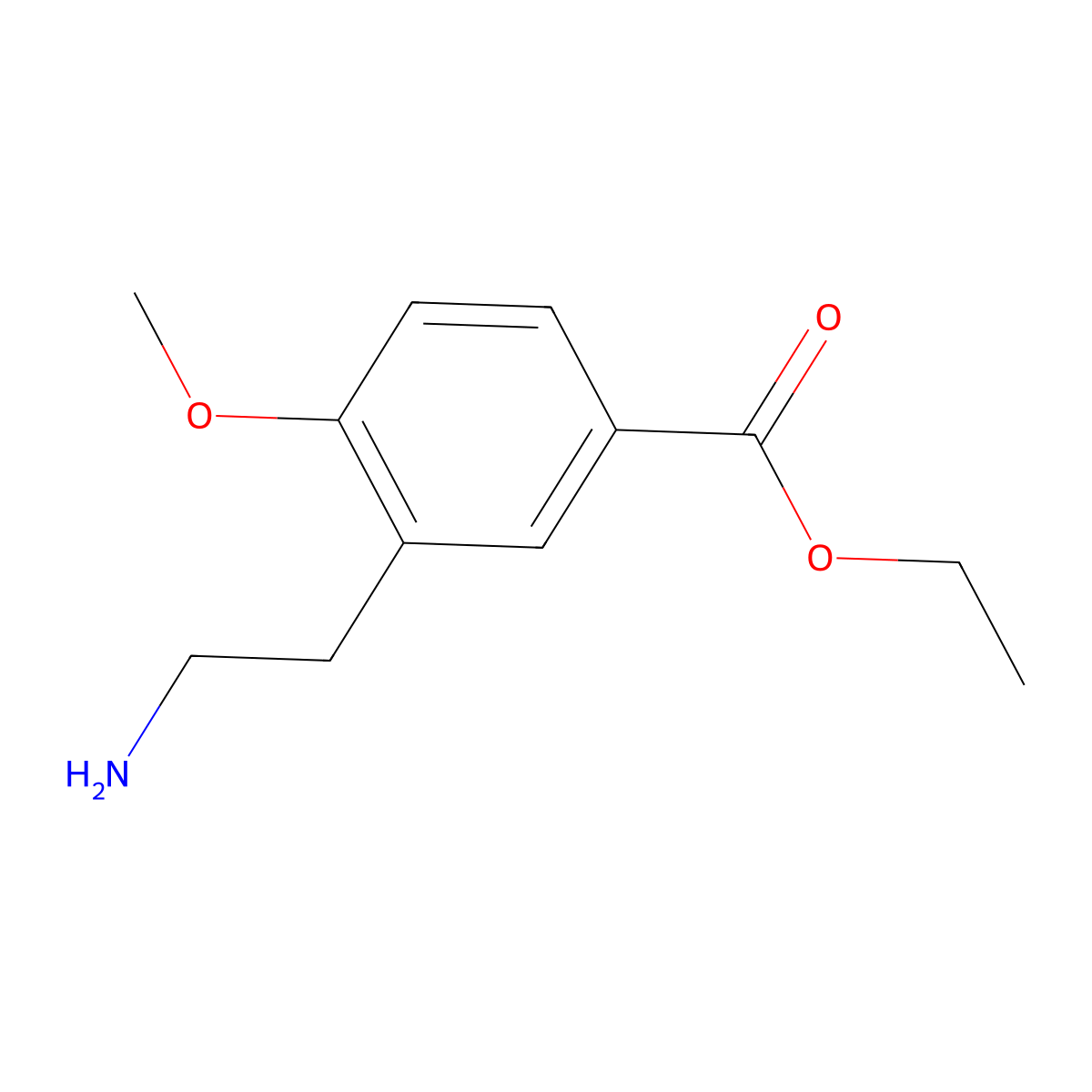 Ethyl 3-(2-aminoethyl)-4-methoxybenzoate molecular structure, CAS 1187941-48-5