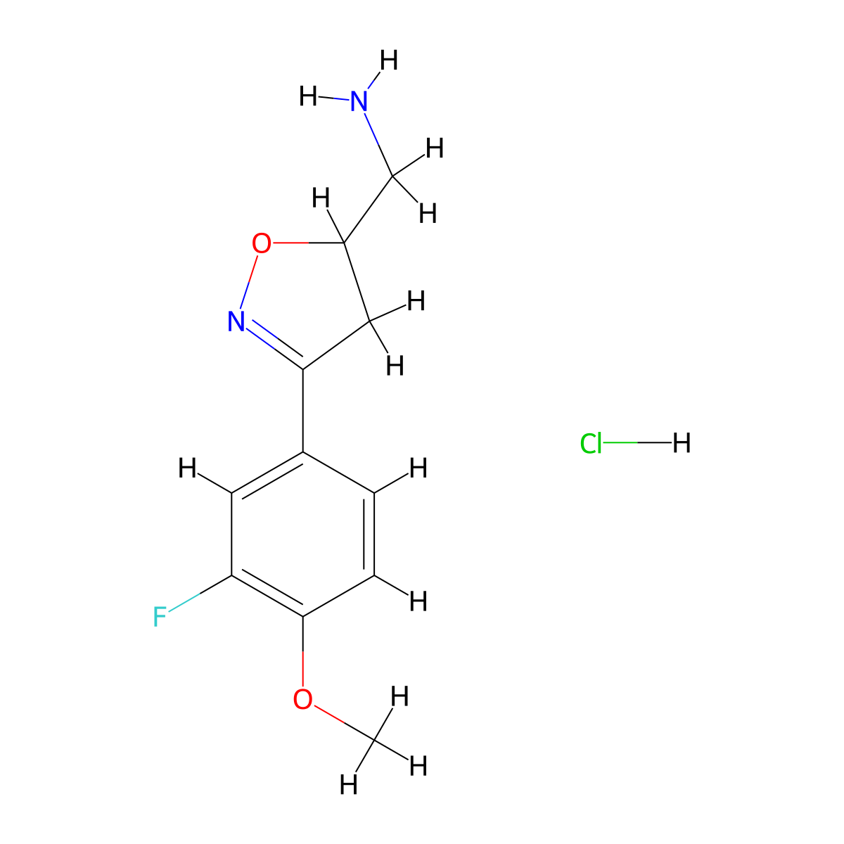 [3-(3-Fluoro-4-methoxyphenyl)-4,5-dihydro-1,2-oxazol-5-yl]methanamine hydrochloride molecular structure, CAS 1187947-35-8