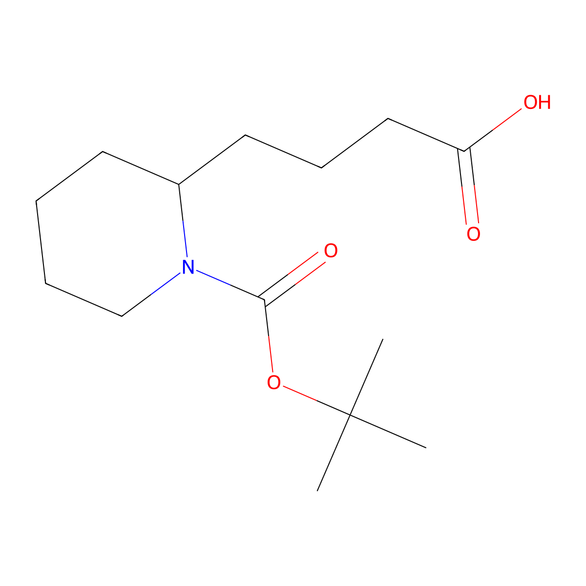 4-{1-[(tert-Butoxy)carbonyl]piperidin-2-yl}butanoic acid molecular structure, CAS 1187963-87-6