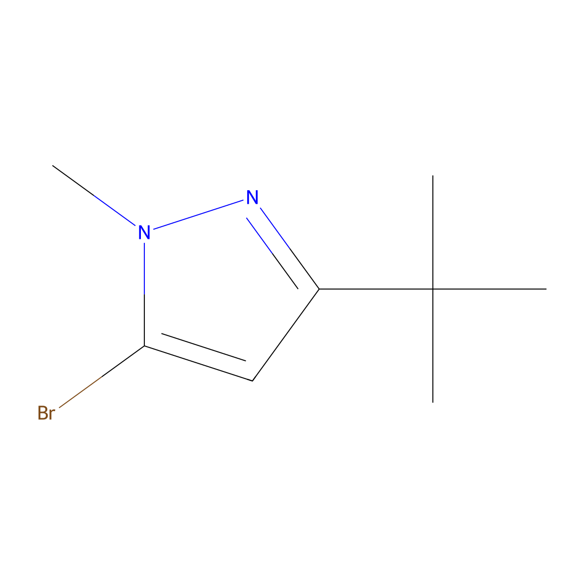 5-bromo-3-tert-butyl-1-methyl-1H-pyrazole molecular structure, CAS 1187968-59-7