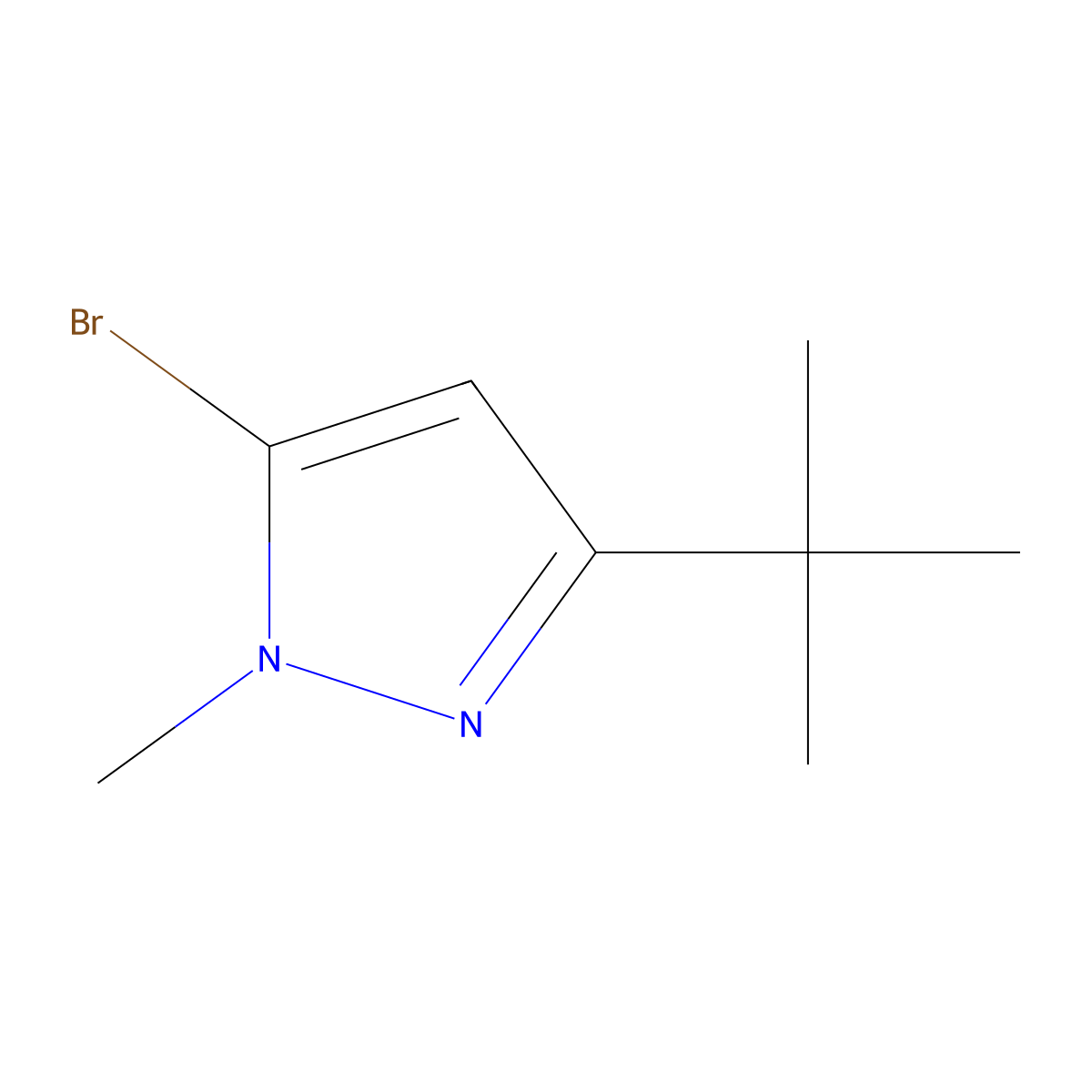 5-bromo-3-tert-butyl-1-methyl-1H-pyrazole molecular structure, CAS 1187968-59-7