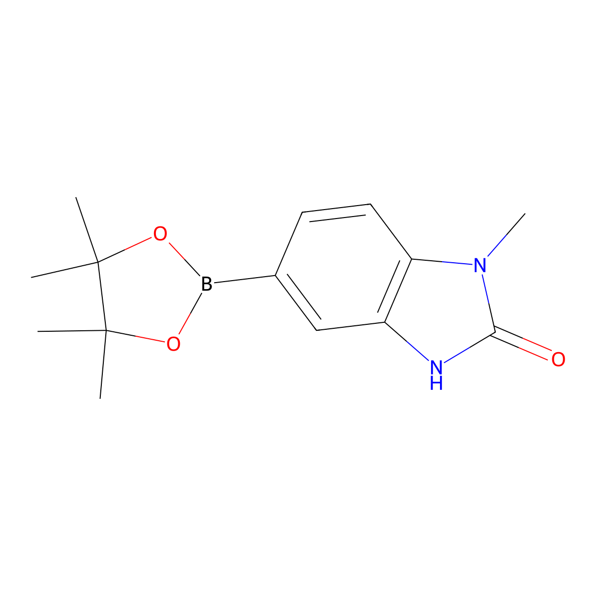 1-methyl-5-(4,4,5,5-tetramethyl-1,3,2-dioxaborolan-2-yl)-2,3-dihydro-1H-1,3-benzodiazol-2-one molecular structure, CAS 1187968-73-5