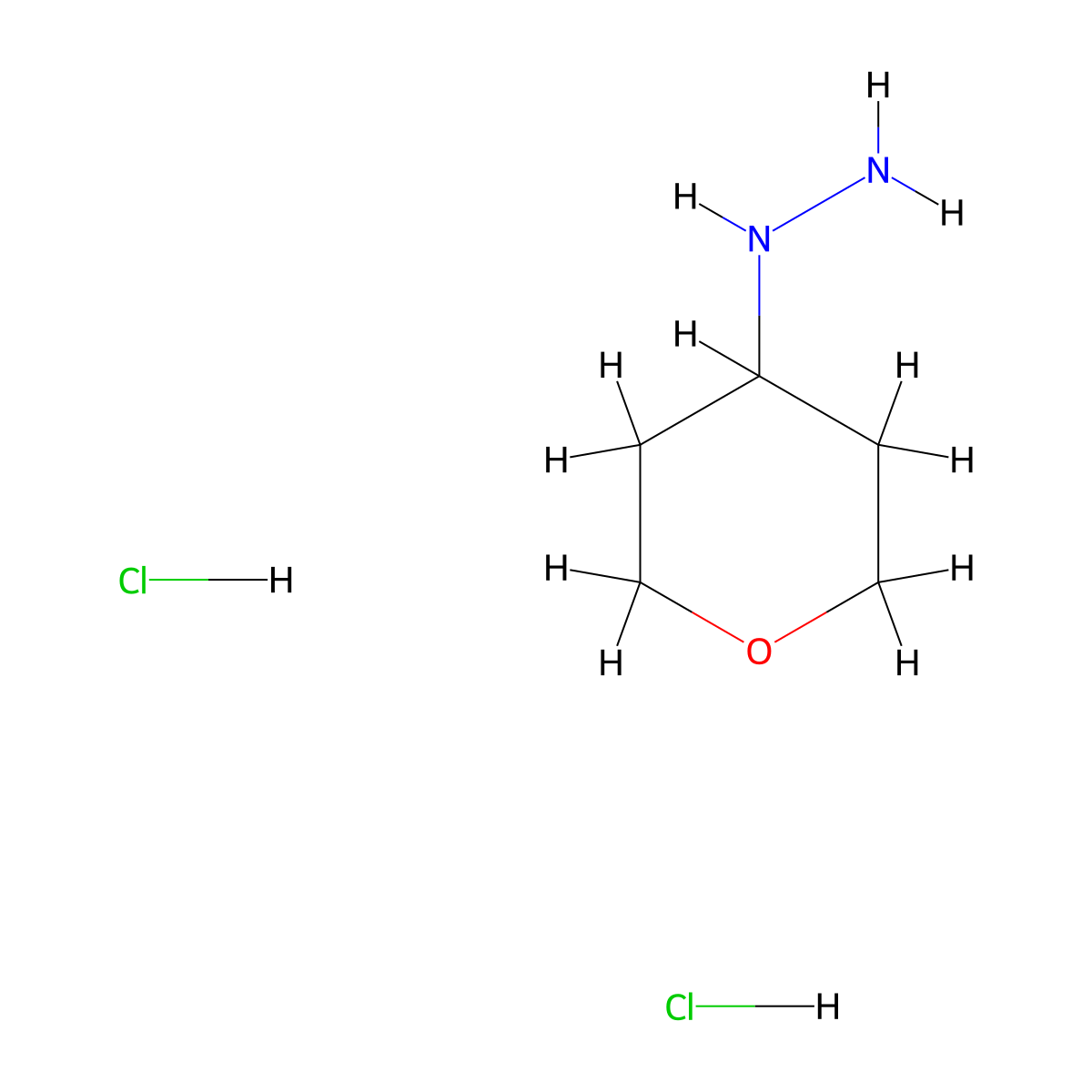 Oxan-4-ylhydrazine dihydrochloride molecular structure, CAS 1187974-47-5