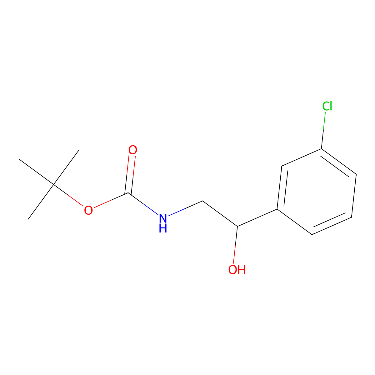 Tert-butyl 2-(3-chlorophenyl)-2-hydroxyethylcarbamate molecular structure, CAS 1187983-89-6