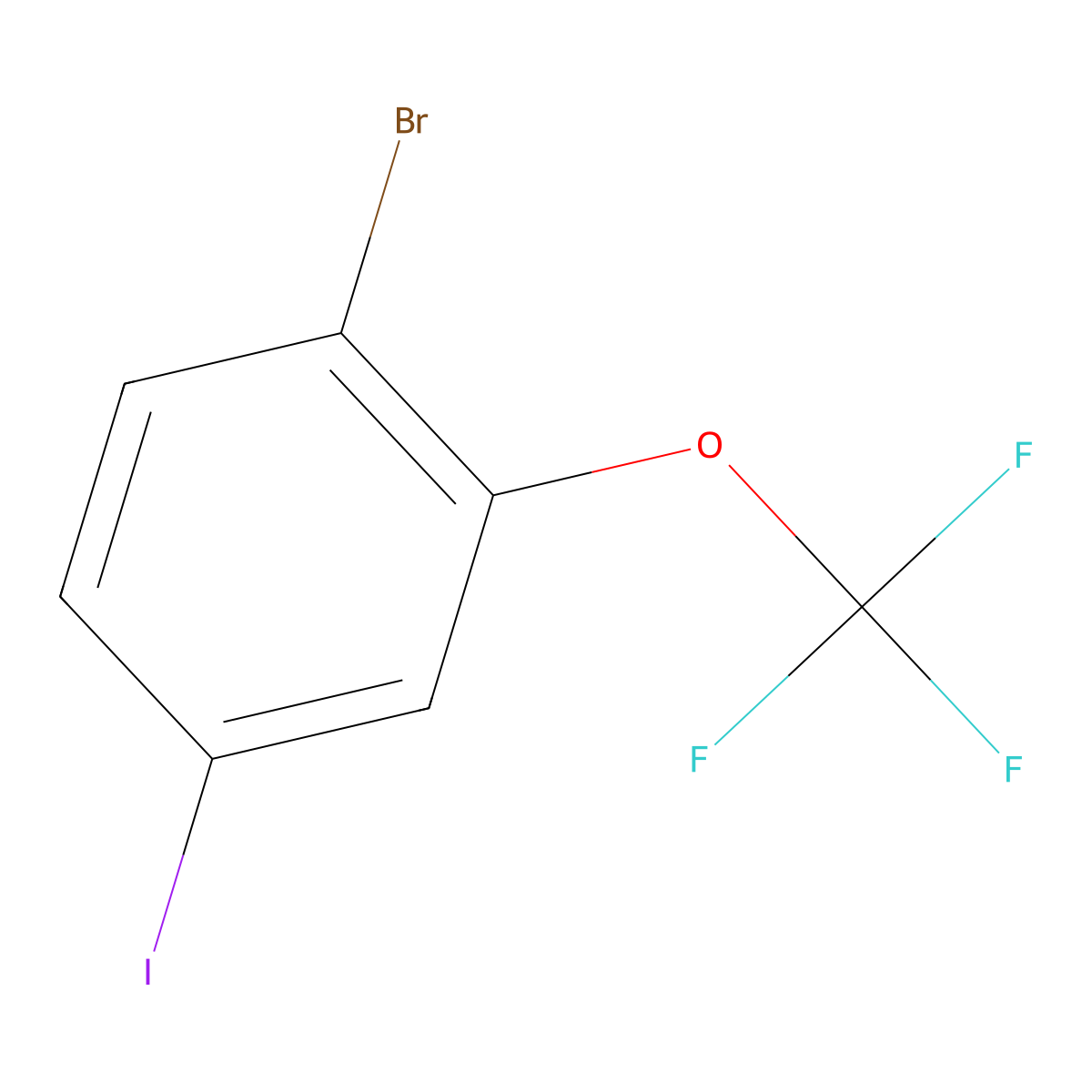1-Bromo-4-iodo-2-(trifluoromethoxy)benzene molecular structure, CAS 1187984-18-4