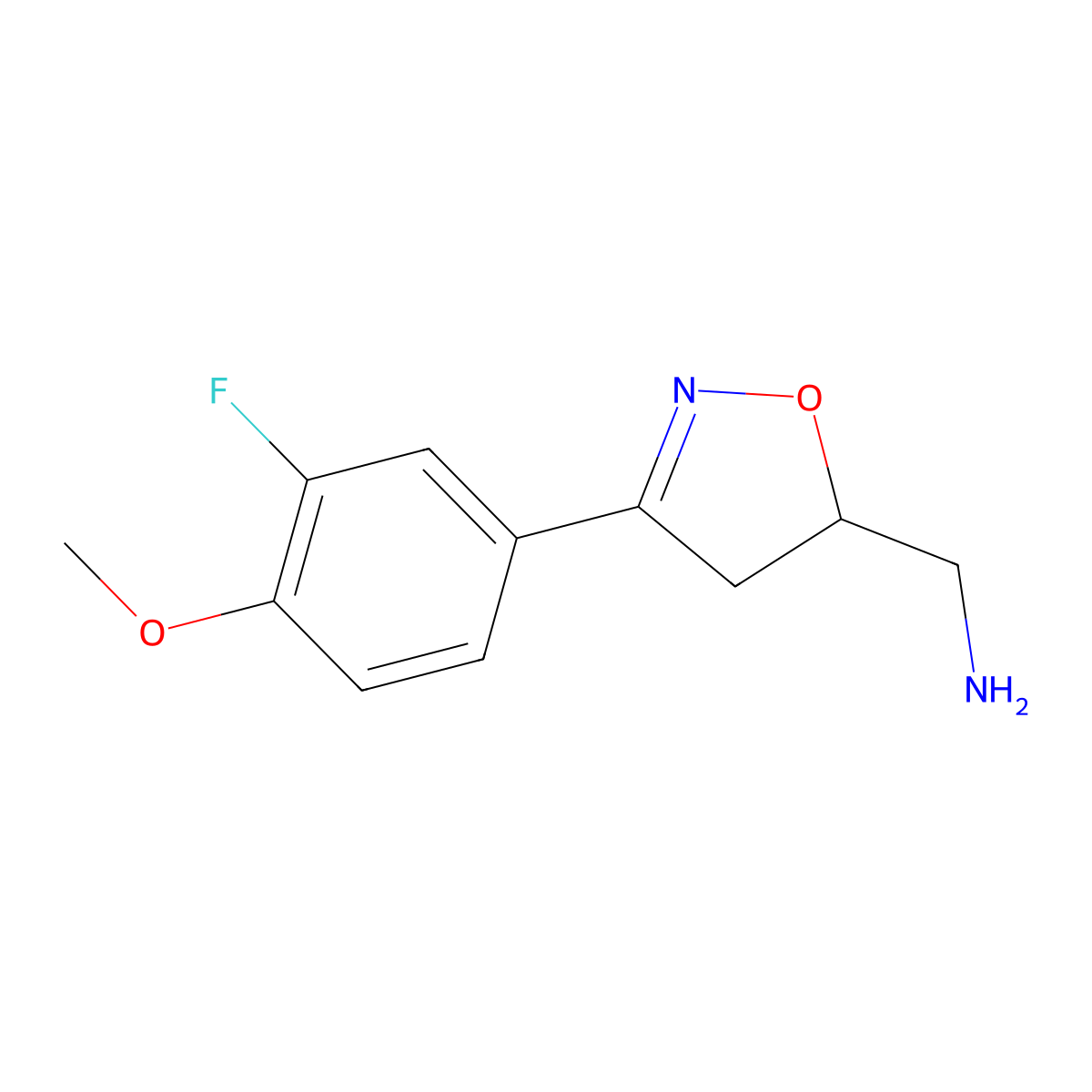 [3-(3-Fluoro-4-methoxyphenyl)-4,5-dihydro-1,2-oxazol-5-yl]methanamine molecular structure, CAS 1187987-82-1