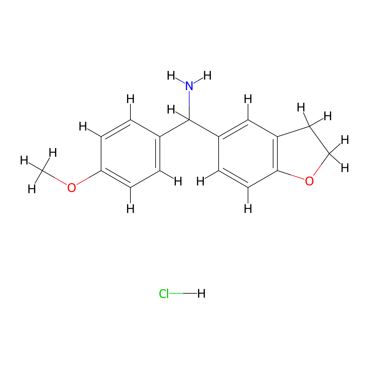 2,3-Dihydro-1-benzofuran-5-yl(4-methoxyphenyl)methanamine hydrochloride molecular structure, CAS 1187993-13-0