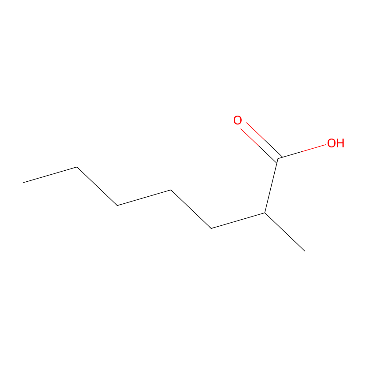 2-Methylheptanoic acid molecular structure, CAS 1188-02-9