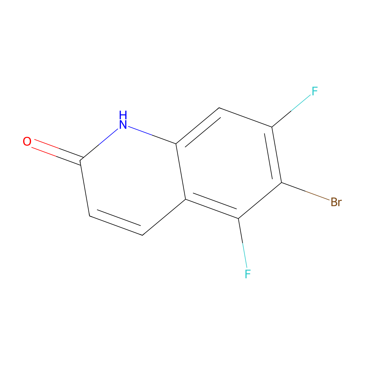 6-Bromo-5,7-difluoroquinolin-2(1H)-one molecular structure, CAS 1188002-16-5