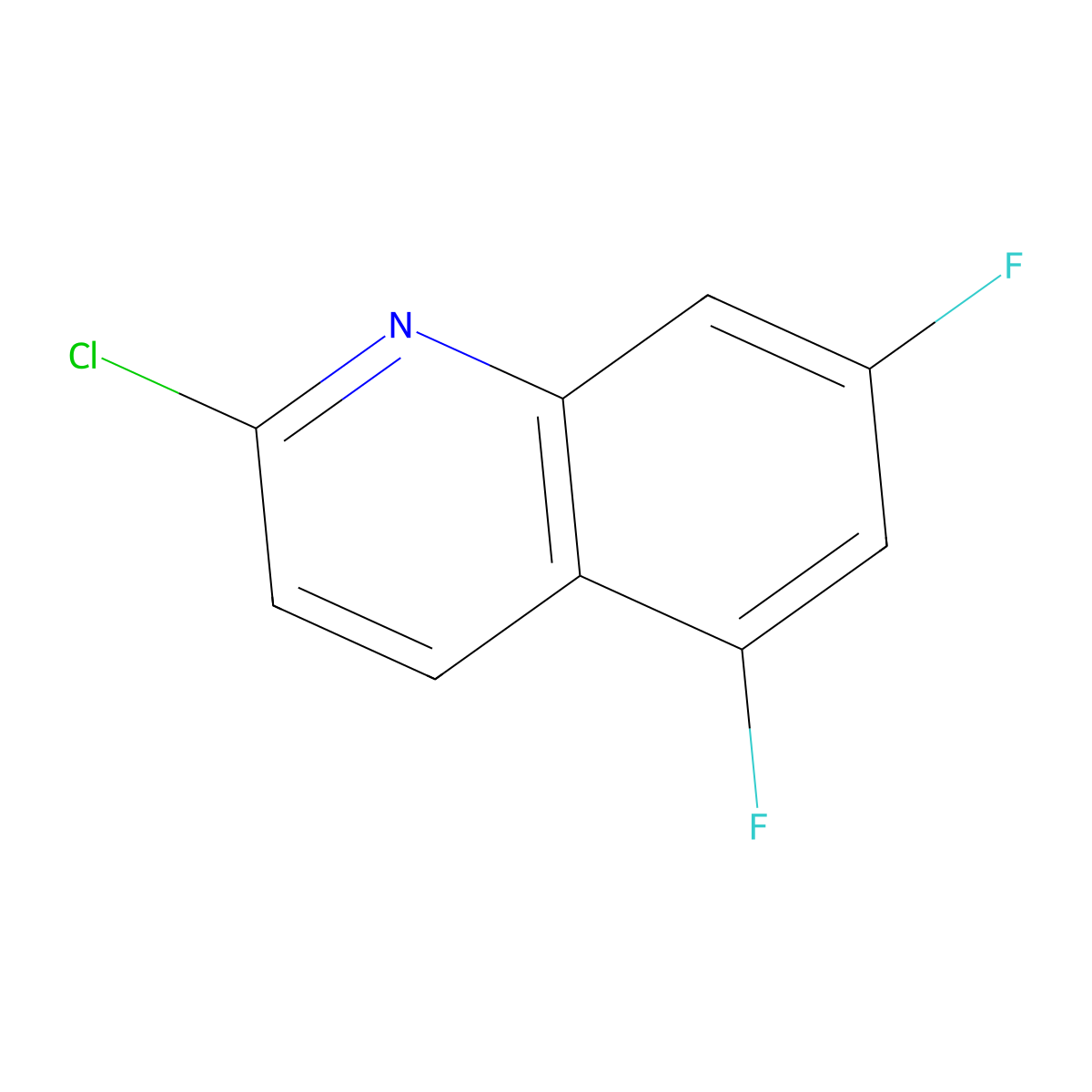 2-Chloro-5,7-difluoroquinoline molecular structure, CAS 1188002-20-1