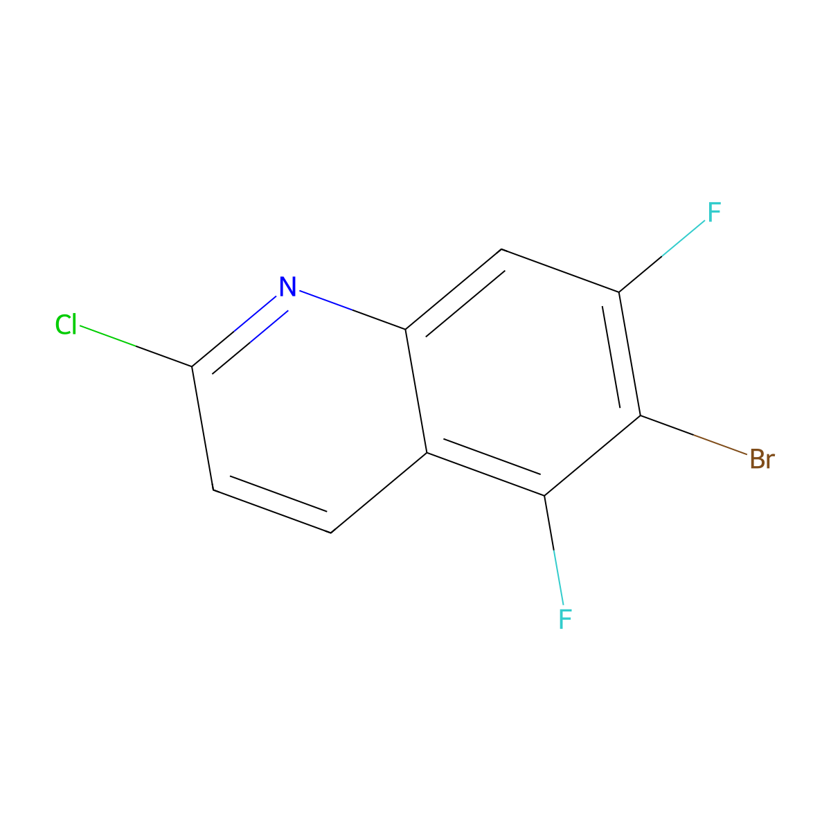 6-Bromo-2-chloro-5,7-difluoroquinoline molecular structure, CAS 1188002-21-2