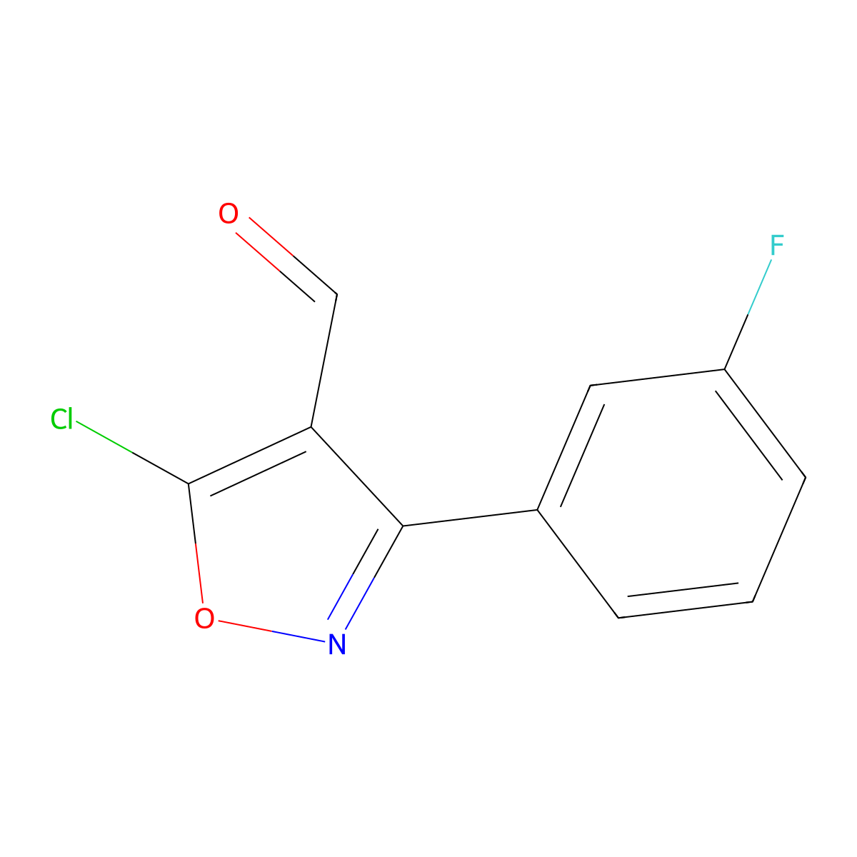 5-Chloro-3-(3-fluorophenyl)-1,2-oxazole-4-carbaldehyde molecular structure, CAS 1188031-90-4