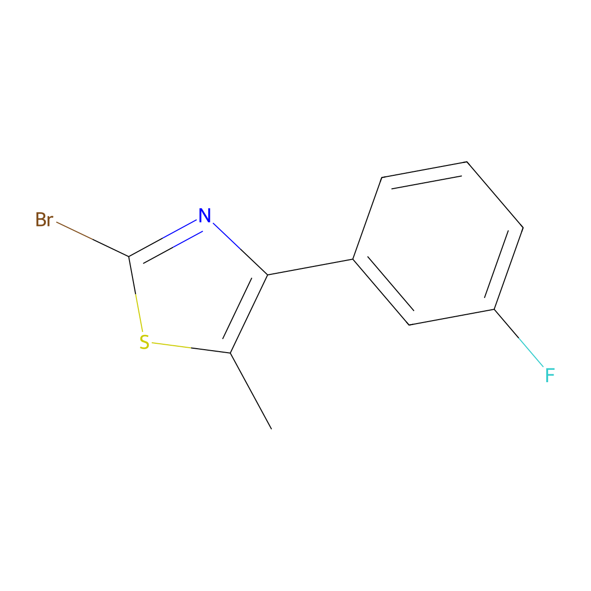 2-Bromo-4-(3-fluorophenyl)-5-methyl-1,3-thiazole molecular structure, CAS 1188037-57-1