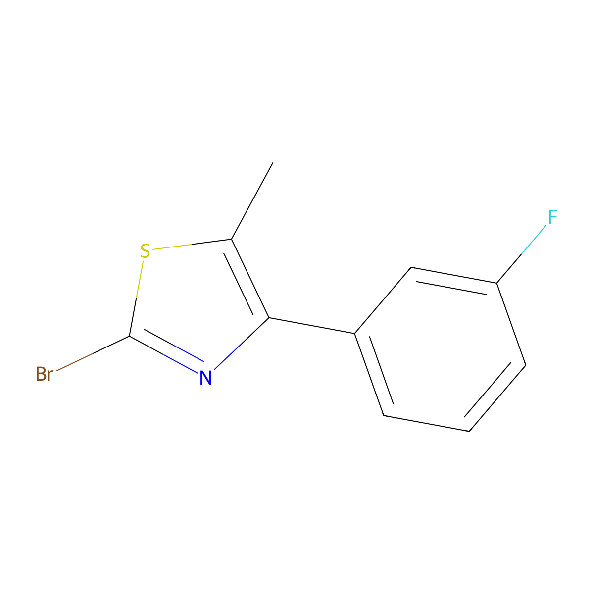 2-Bromo-4-(3-fluorophenyl)-5-methyl-1,3-thiazole molecular structure, CAS 1188037-57-1