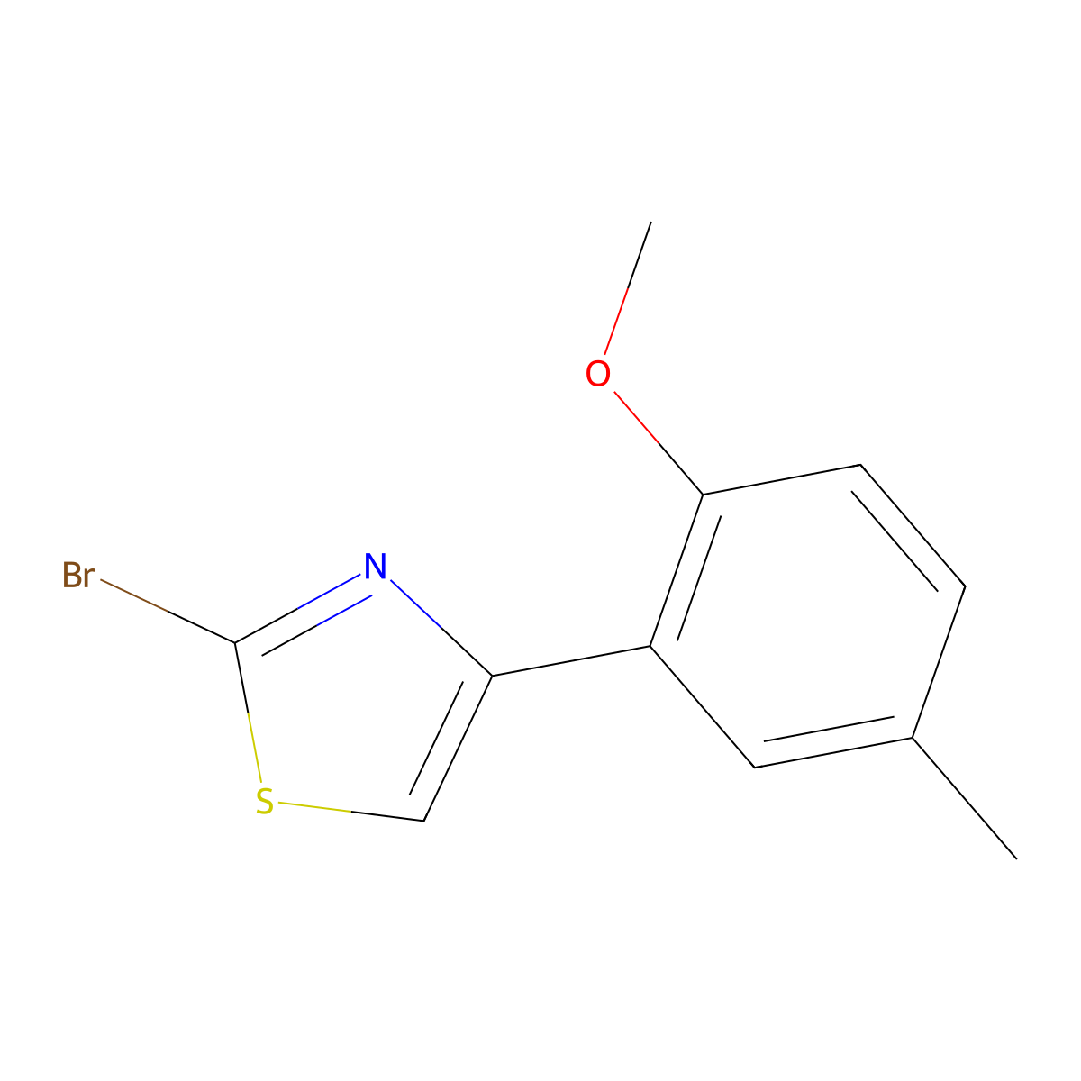 2-Bromo-4-(2-methoxy-5-methylphenyl)thiazole molecular structure, CAS 1188042-32-1