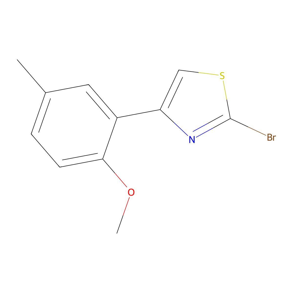 2-Bromo-4-(2-methoxy-5-methylphenyl)thiazole molecular structure, CAS 1188042-32-1