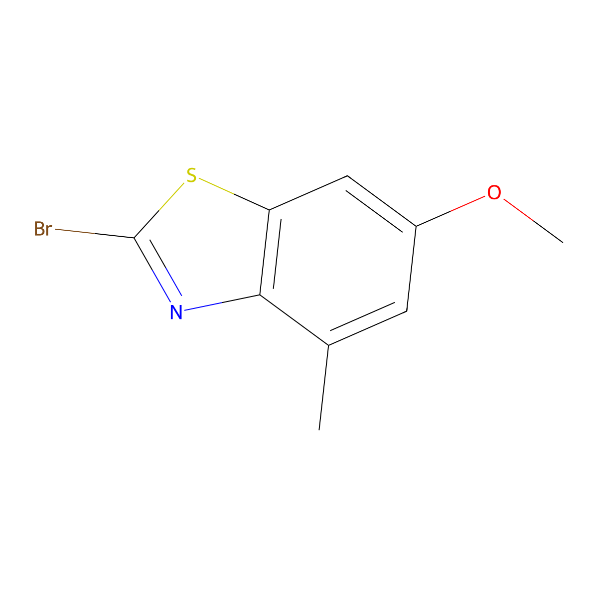 2-Bromo-6-methoxy-4-methylbenzothiazole molecular structure, CAS 1188045-69-3