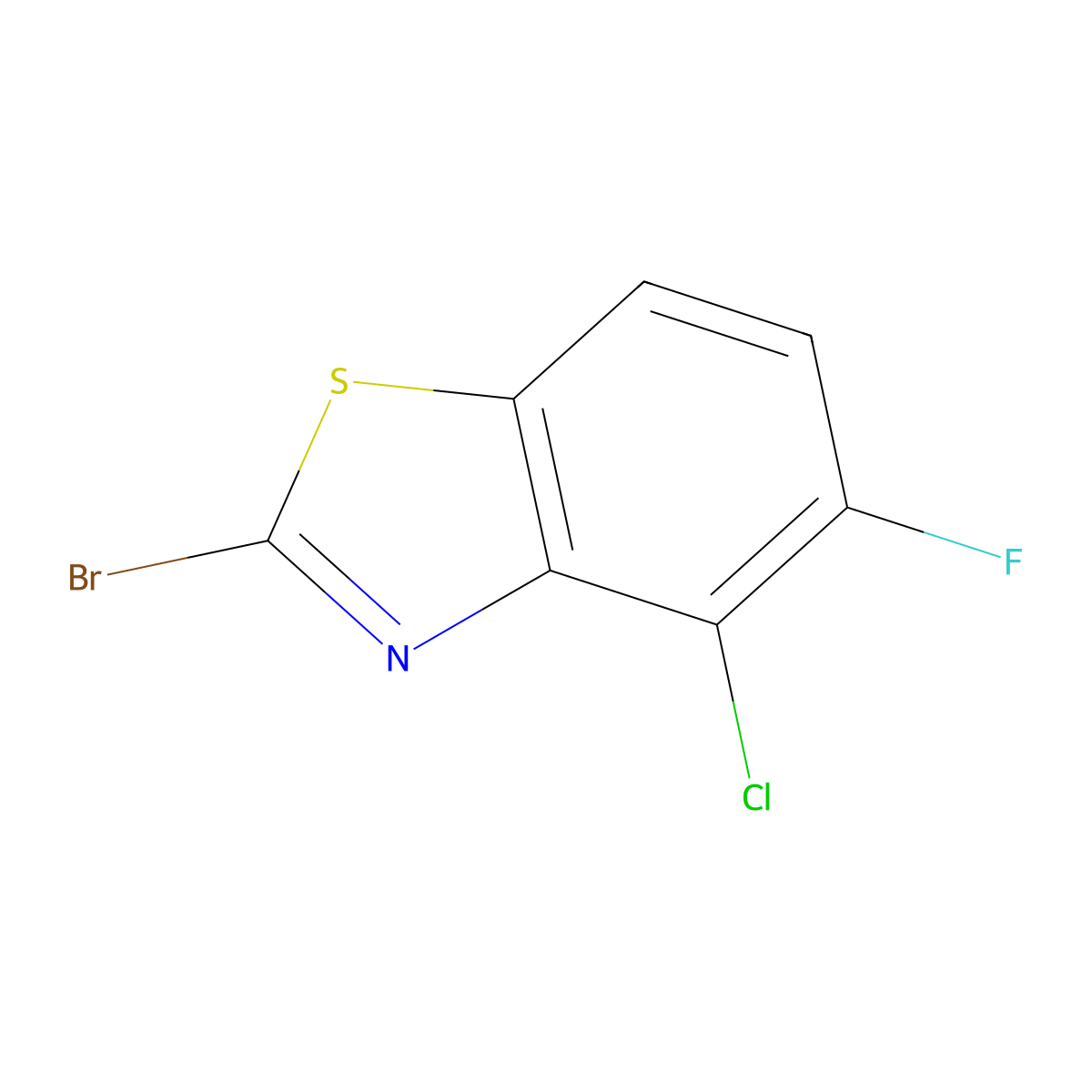 2-Bromo-4-chloro-5-fluoro-1,3-benzothiazole molecular structure, CAS 1188053-61-3