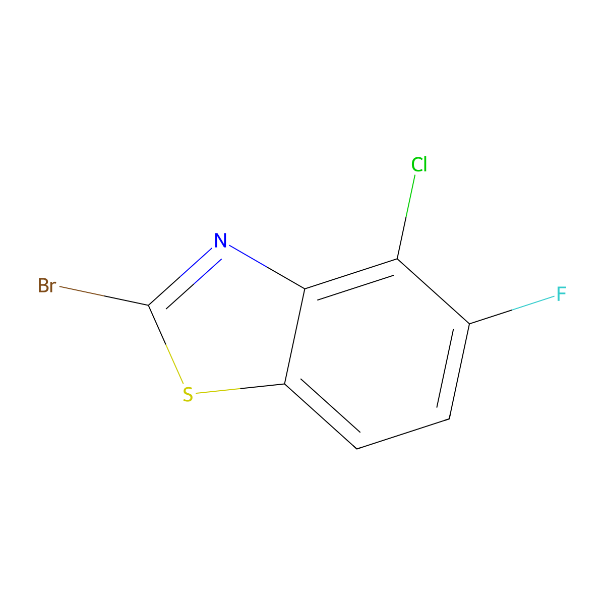 2-Bromo-4-chloro-5-fluoro-1,3-benzothiazole molecular structure, CAS 1188053-61-3