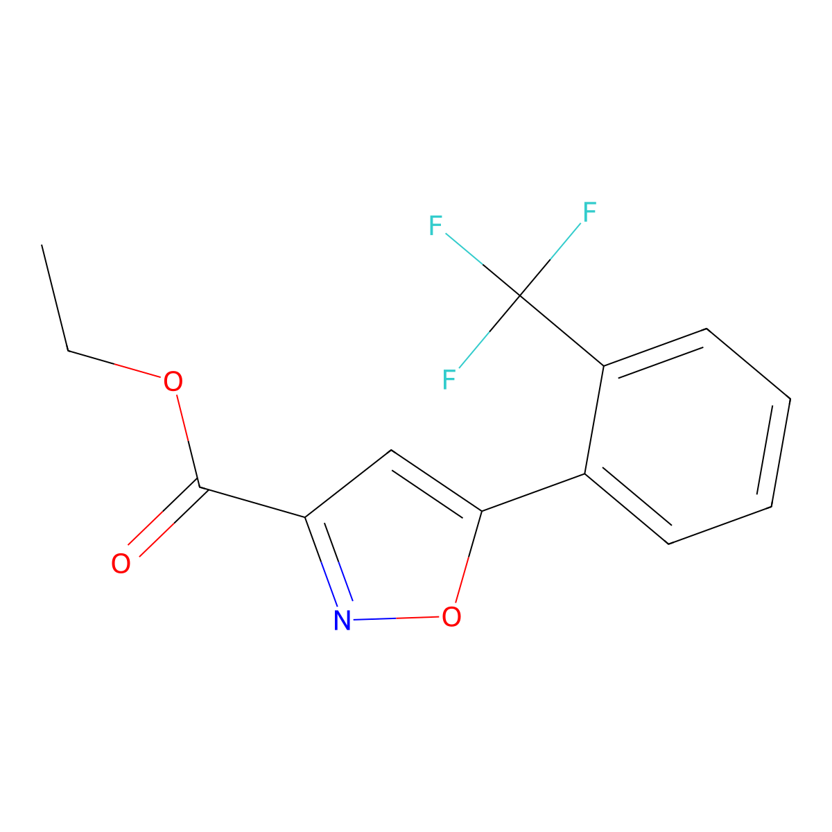 Ethyl 5-[2-(trifluoromethyl)phenyl]-1,2-oxazole-3-carboxylate molecular structure, CAS 1188056-68-9