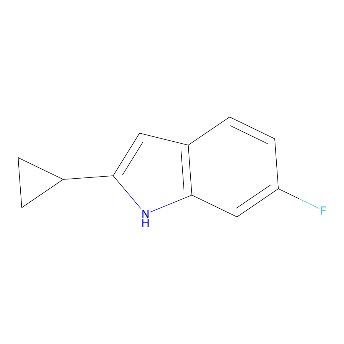 2-Cyclopropyl-6-fluoro-1H-indole molecular structure, CAS 1188070-33-8