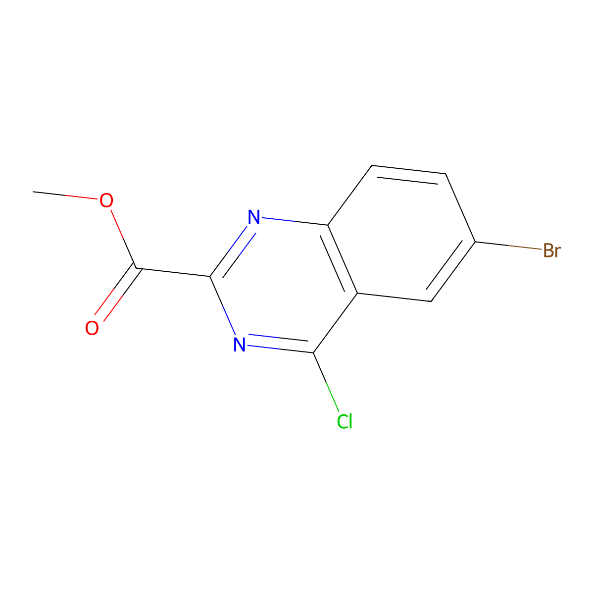 Methyl 6-bromo-4-chloroquinazoline-2-carboxylate molecular structure, CAS 1188085-66-6