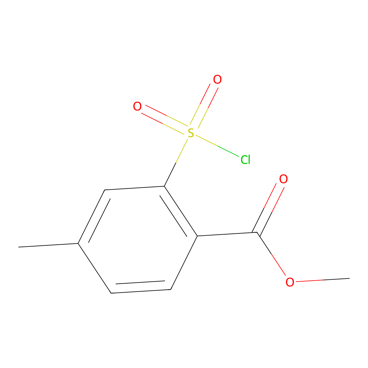 Methyl 2-(chlorosulfonyl)-4-methylbenzoate molecular structure, CAS 1188087-56-0