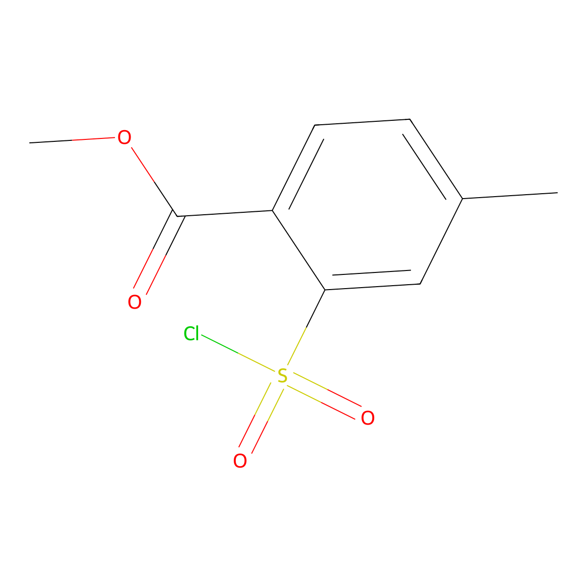 Methyl 2-(chlorosulfonyl)-4-methylbenzoate molecular structure, CAS 1188087-56-0