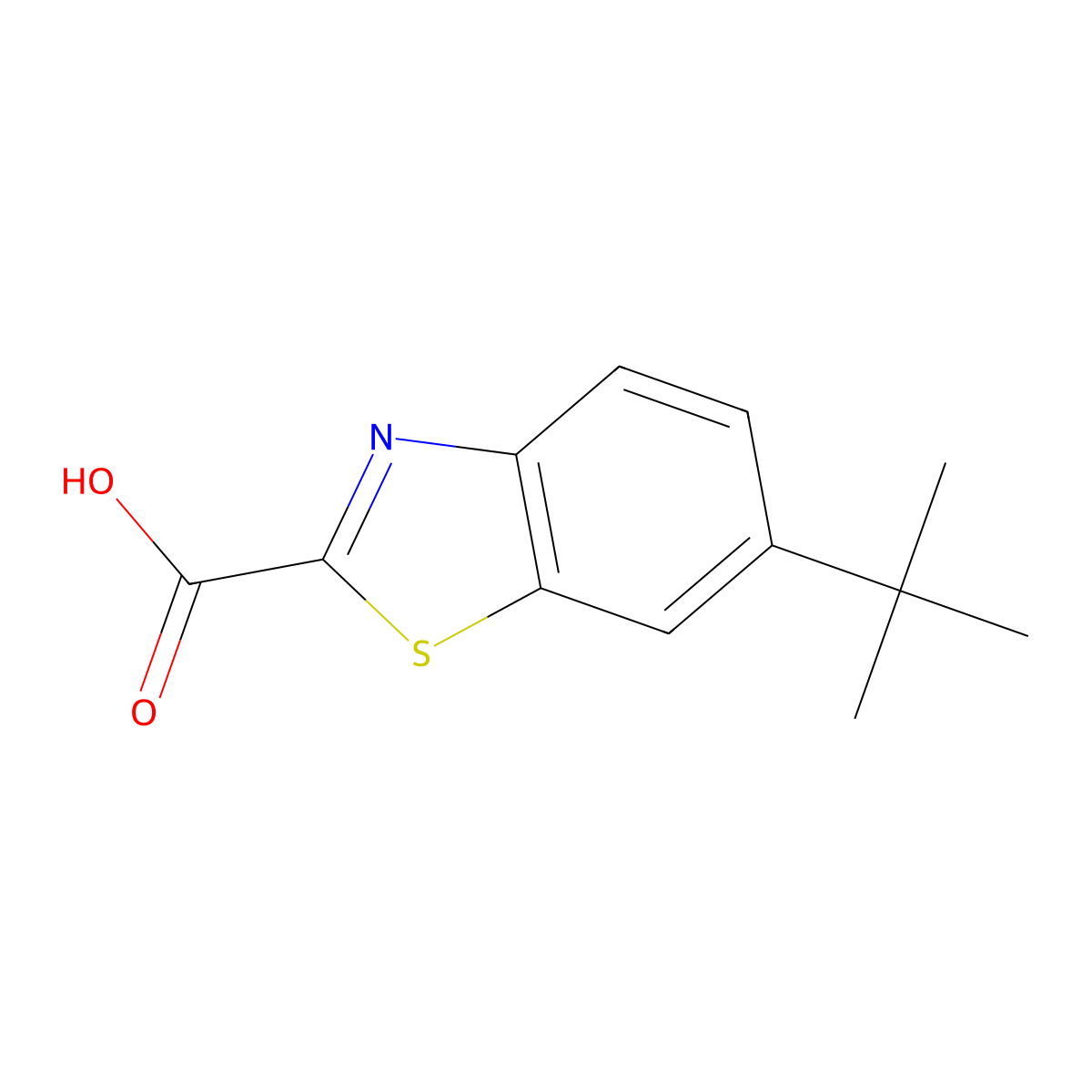 6-Tert-butyl-1,3-benzothiazole-2-carboxylic acid molecular structure, CAS 1188089-46-4
