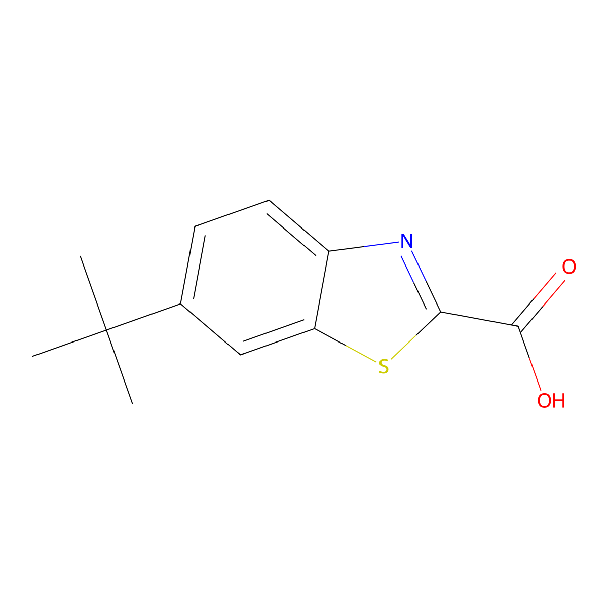 6-Tert-butyl-1,3-benzothiazole-2-carboxylic acid molecular structure, CAS 1188089-46-4