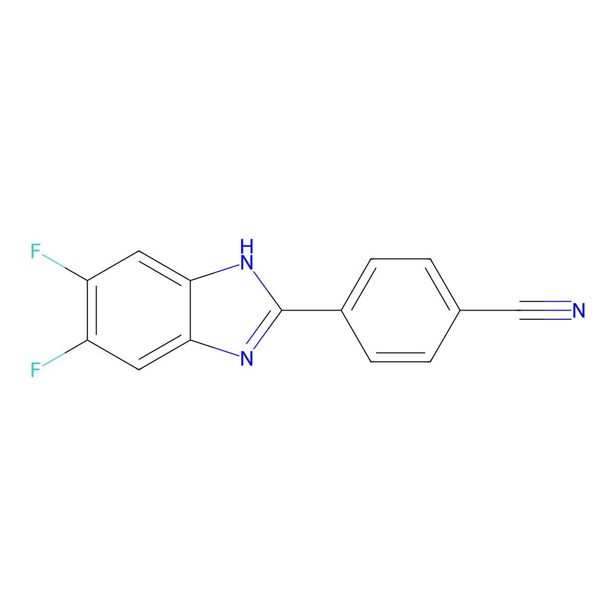 4-(5,6-difluoro-1H-1,3-benzodiazol-2-yl)benzonitrile molecular structure, CAS 1188099-22-0