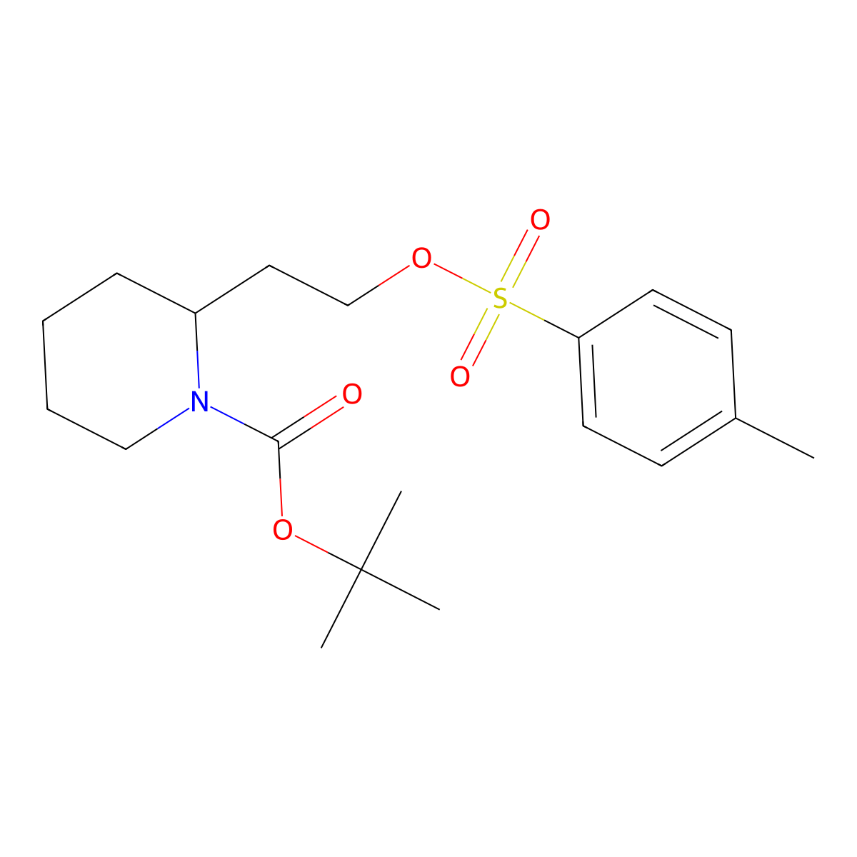 Tert-butyl 2-{2-[(4-methylbenzenesulfonyl)oxy]ethyl}piperidine-1-carboxylate molecular structure, CAS 118811-04-4