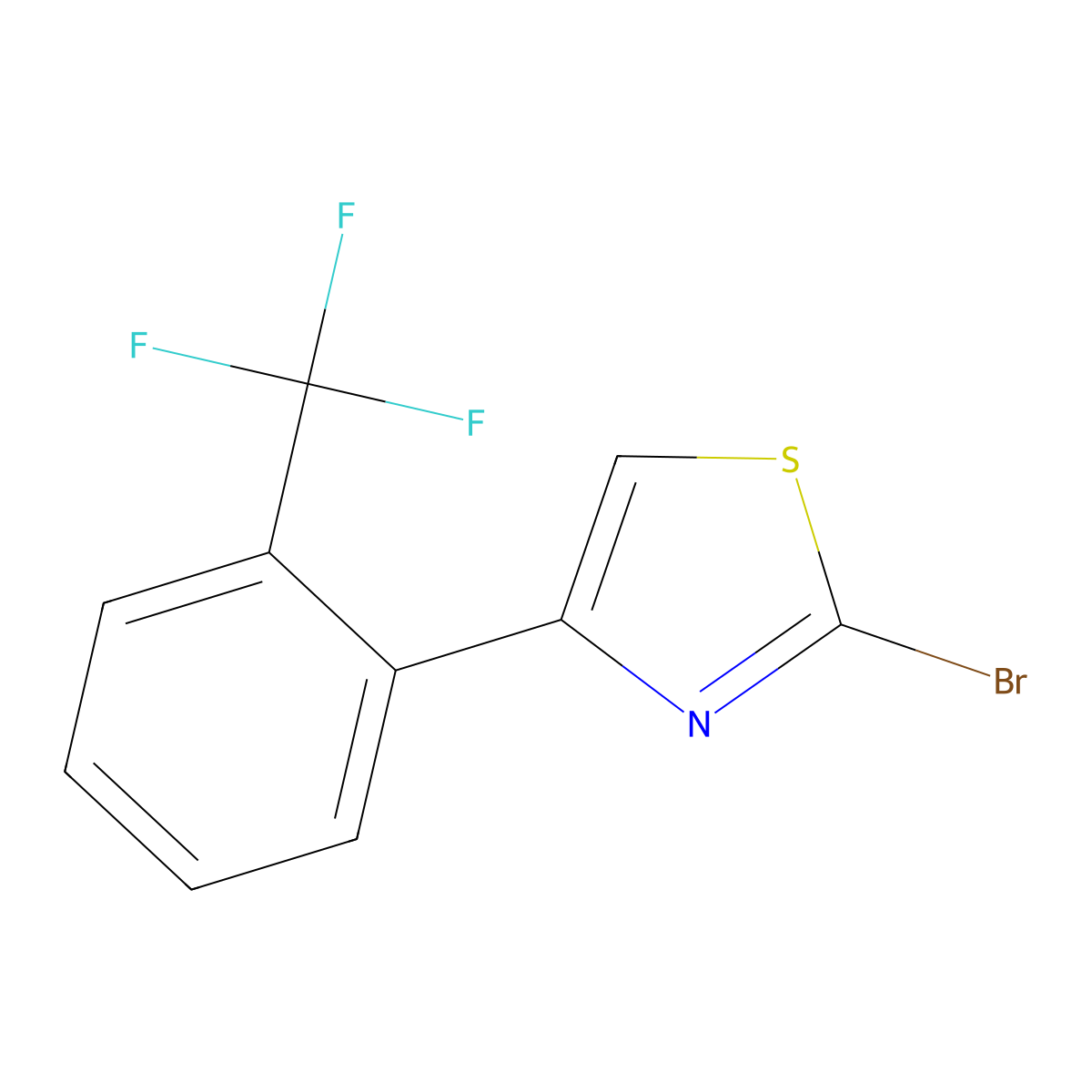 2-Bromo-4-[2-(trifluoromethyl)phenyl]-1,3-thiazole molecular structure, CAS 1188116-05-3
