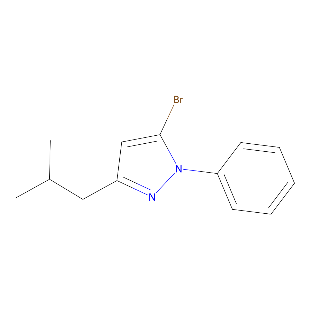5-bromo-3-isobutyl-1-phenyl-1H-pyrazole molecular structure, CAS 1188116-52-0