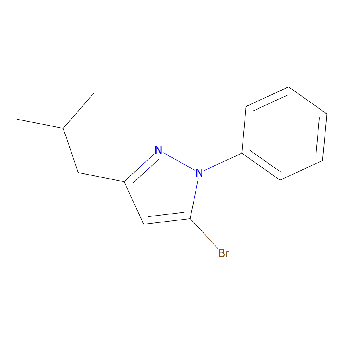 5-bromo-3-isobutyl-1-phenyl-1H-pyrazole molecular structure, CAS 1188116-52-0