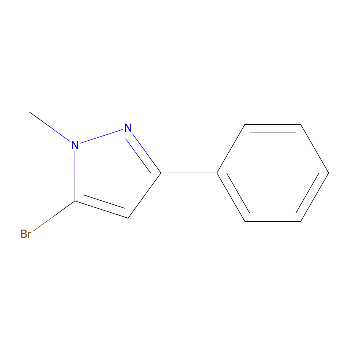 5-bromo-1-methyl-3-phenyl-1H-pyrazole molecular structure, CAS 1188116-65-5