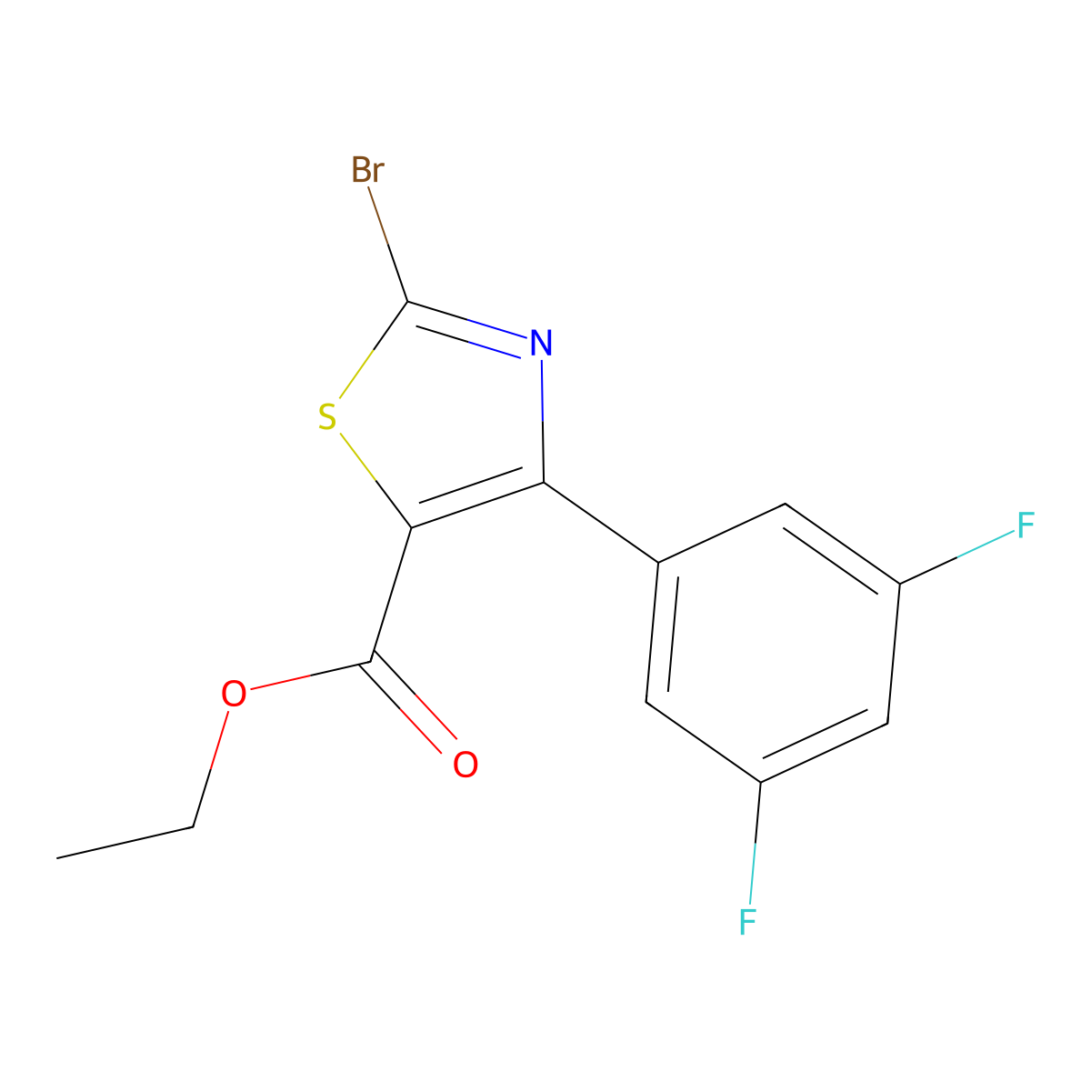 Ethyl 2-bromo-4-(3,5-difluorophenyl)thiazole-5-carboxylate molecular structure, CAS 1188123-06-9