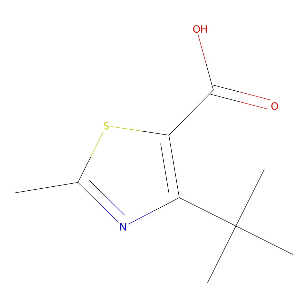 4-Tert-butyl-2-methyl-1,3-thiazole-5-carboxylic acid molecular structure, CAS 1188129-03-4