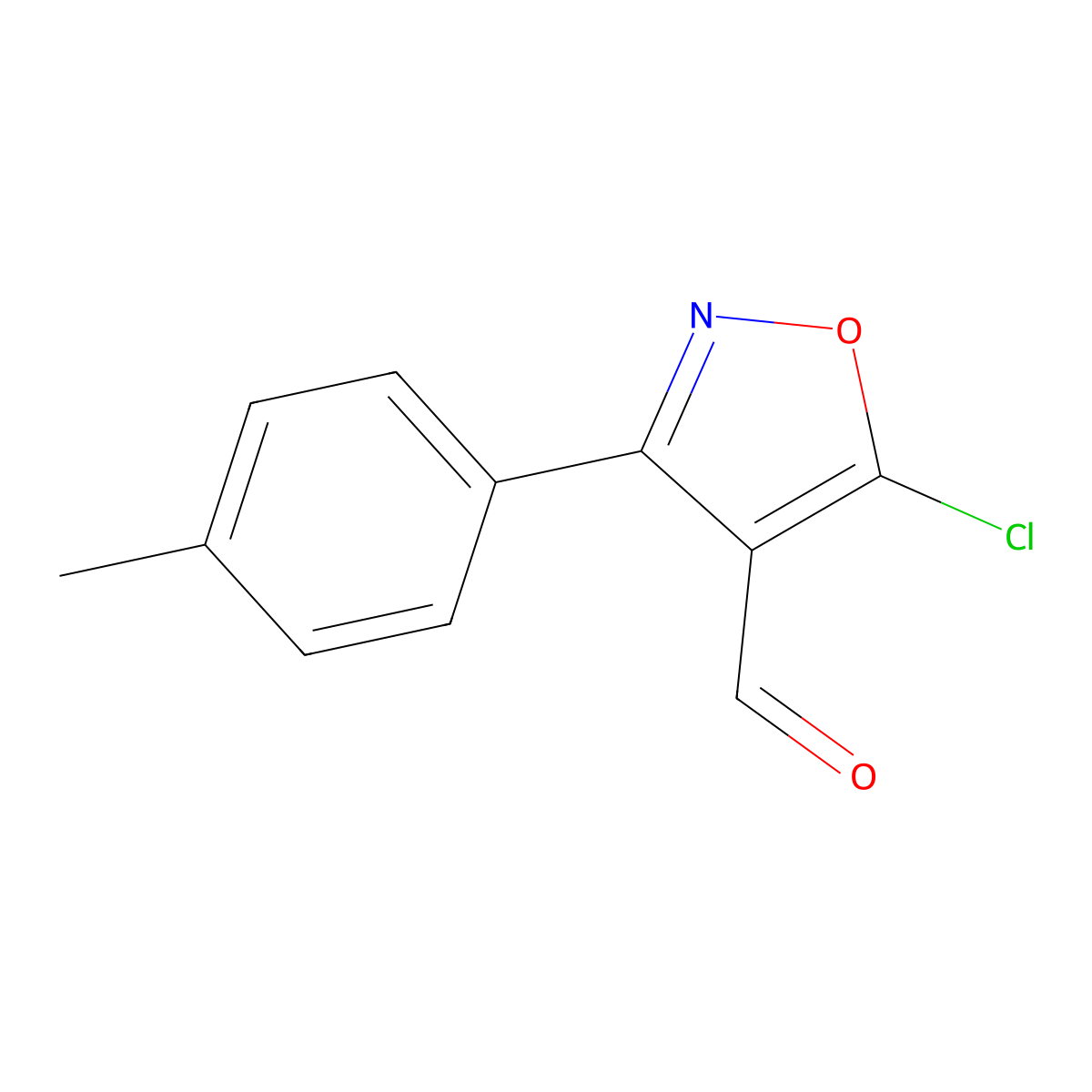 5-Chloro-3-(4-methylphenyl)-1,2-oxazole-4-carbaldehyde molecular structure, CAS 1188134-95-3