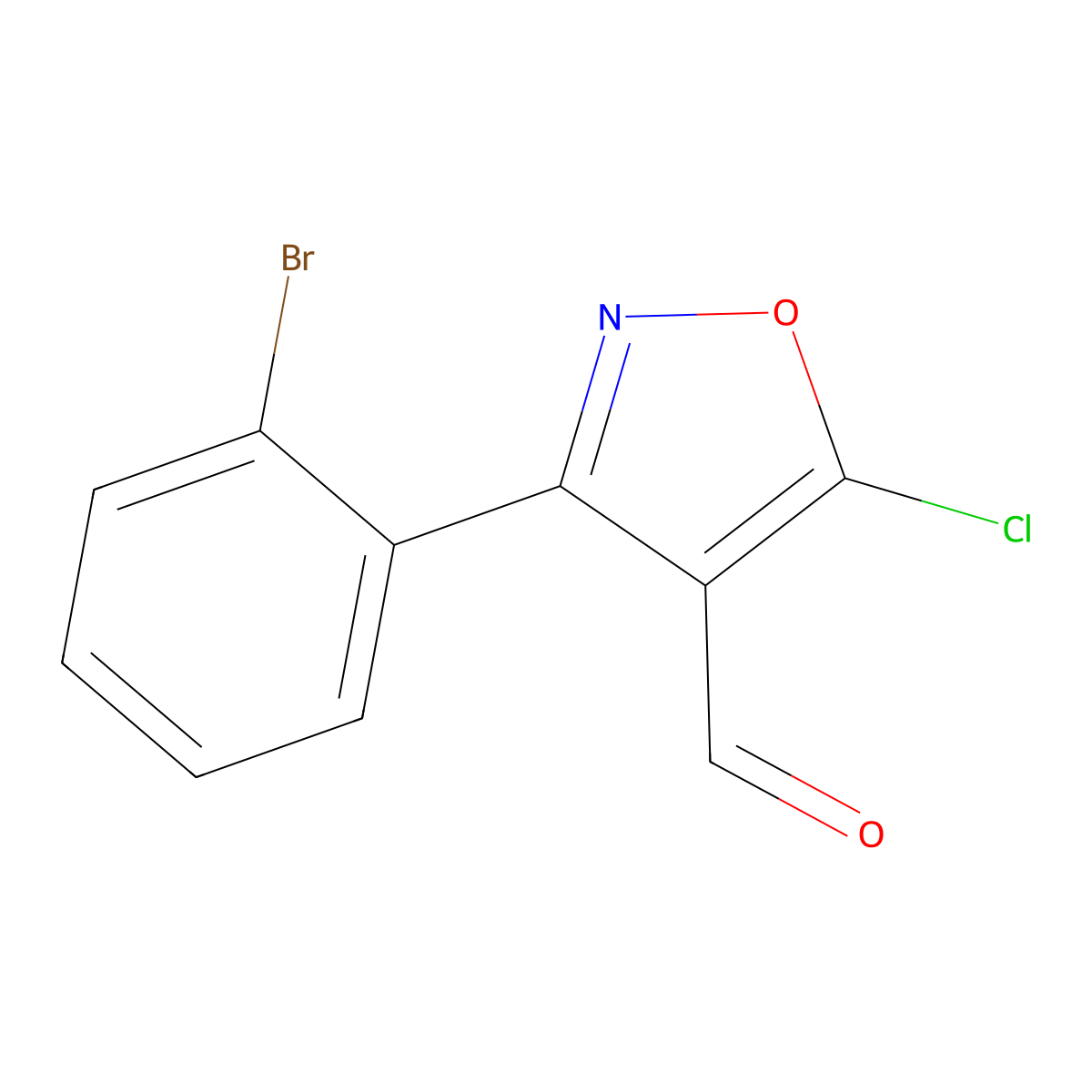 3-(2-Bromophenyl)-5-chloro-1,2-oxazole-4-carbaldehyde molecular structure, CAS 1188135-27-4
